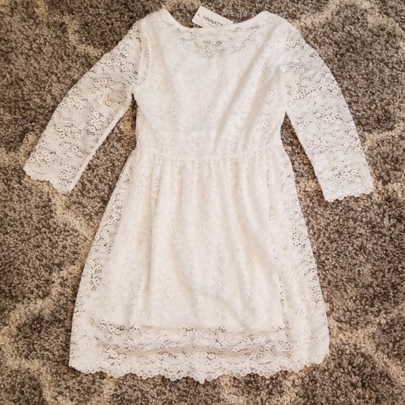 NWT HNNATTA White Lace Dress M - Picture 5 of 8